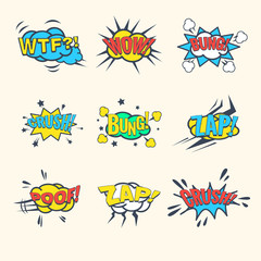 Common Comics Exclamations, speech bubble Vector Illustration Set