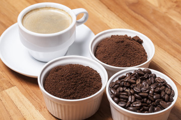 coffee in three types