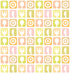 Seamless pattern with spoon, fork, plate and knife