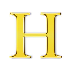 H gold solid alphabet, white background