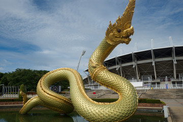 naga statue on the water