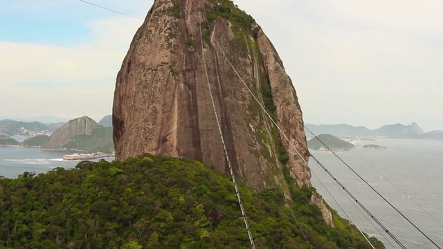 Sugar Loaf Cable Car Ride Time Lapse, aerial shot - 1080p. Time Lapse of the Famous Sugar Loaf / Pao de Açucar cable car, Rio de Janeiro Brazil - Full HD