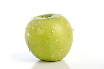 Green apple, isolated on white background,selectice focus