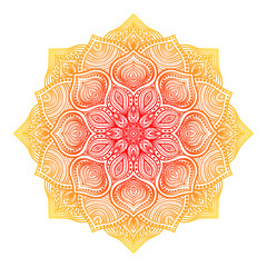 yellow-red floral round ornament