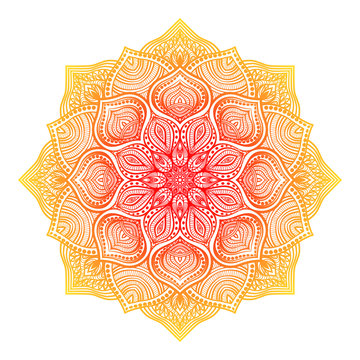 yellow-red floral round ornament
