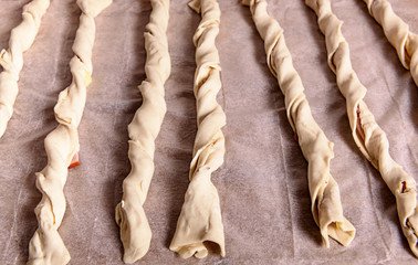 making crispy sticks with ham and cheese