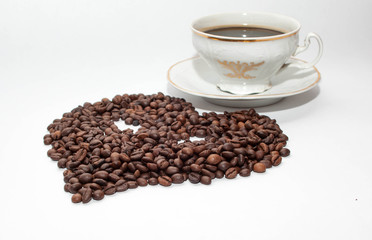 Coffee beans love heart