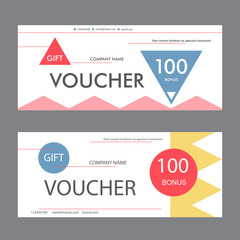 Vector illustration. Template design of the voucher in a modern abstract style
