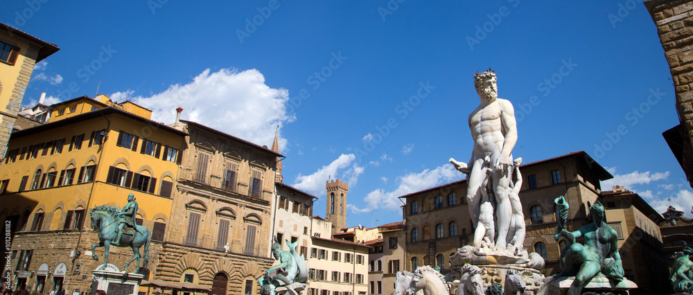 Wall mural neptune fountain in florence, italy