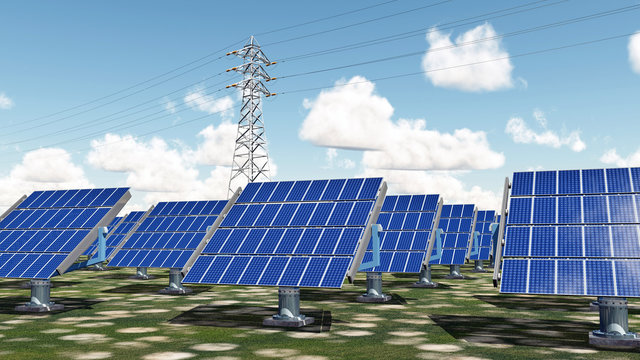 Solar power plant and overhead power line
