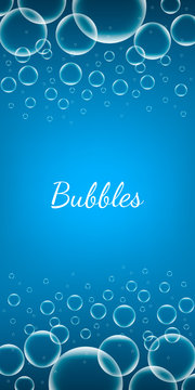 Abstract Creative concept vector shiny transparent bubbles for Web and Mobile Applications isolated on blue background, aqua art illustration template design, business infographic and social media.