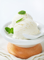 Two scoops of white ice cream