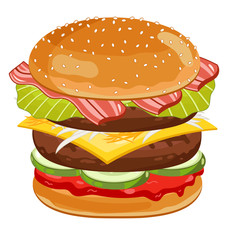 Burger Isolated on White Background.