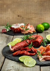 Traditional spanish tapas or italian antipasti