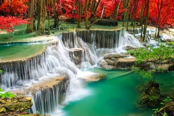 Gartenposter Waterfall in autumn forest  © totojang1977