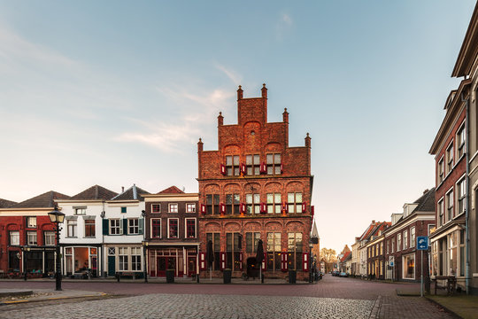 Ancient houses in the historic Dutch city of Doesburg