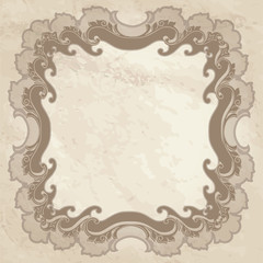 Vintage frame with place for your text. Old paper background. Retro textured wallpaper.