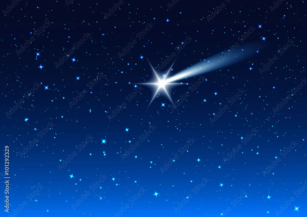 Wall mural night sky. star drops in night sky make wish