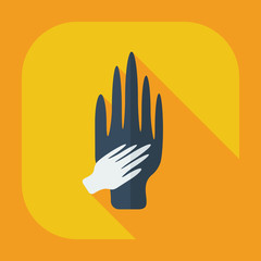 Flat modern design with shadow icons arm in arm