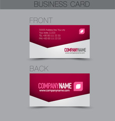 Business card design set template for company corporate style. Pink color. Vector illustration.