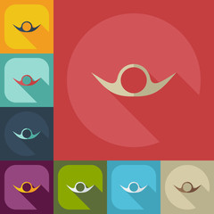 Flat modern design with shadow icons mustache