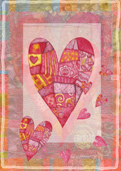 Heart, greeting card. Colorful watercolor can be used for wallpaper, pattern fills, web page background, surface textures, textiles, cards, postcards