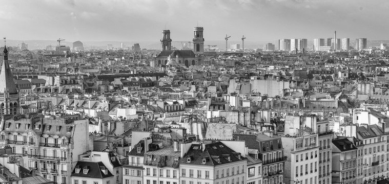 Fototapeta Black and white view of Paris - France