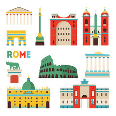 Obraz premium Rome monuments. Vector illustration