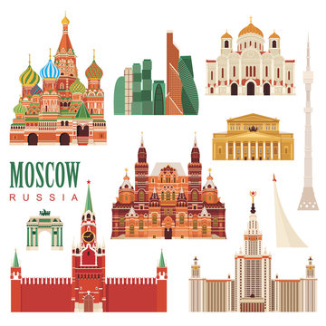 Moscow monuments. Vector illustration