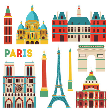 Paris monuments. Vector illustration