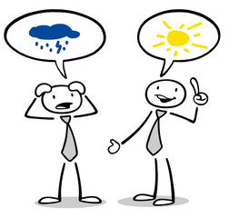 Optimist und Pessimist reden miteinander