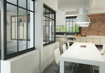 Boho chic loft kitchen