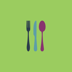 Knife, fork and spoon