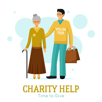 Volunteers Charity Help Organization Flat Poster 