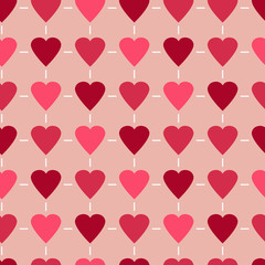 Naklejka na ściany i meble Simple and cute varicolored hearts seamless pattern. Vector illustration. Stylish Saint Valentine Day background. 