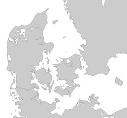 Karte von Dänemark - Grau