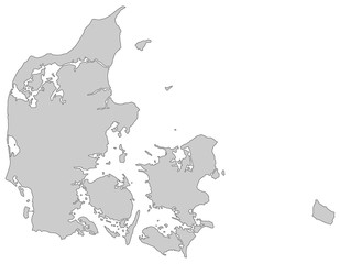 Karte von Dänemark - Grau (einzeln)