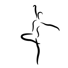 Sketched dancing woman isolated on white