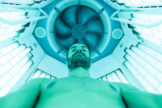 Man making uv treatment in the solarium