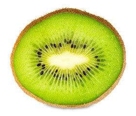 green kiwi slice isolated on white background