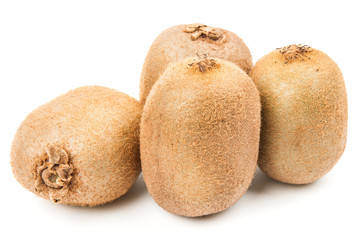 Four kiwi on a white background, isolated