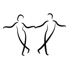 Dancing couple isolated silhouette 
