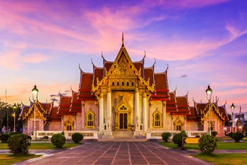 Crédence de cuisine en verre imprimé Bangkok Bangkok, Thaïlande. Wat Benchamabopit (temple de marbre)
