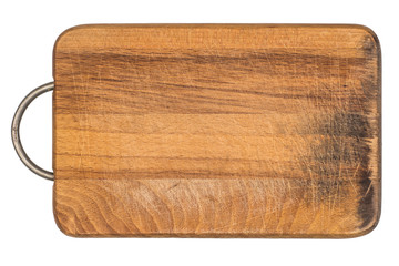Wooden cutting board isolated on white