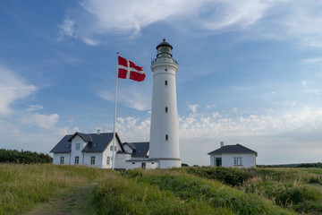 Fototapeta na wymiar Scenic view of lighthouse of Hirtshals in denmark.