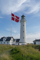 Vertical view of lighthouse of Hirtshals in denmark.