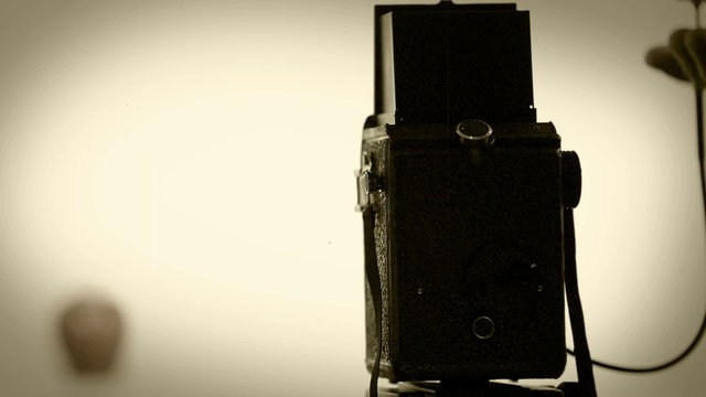 Taking a still life picture in an old-fashioned way with medium format camera