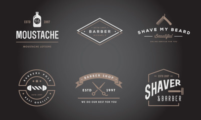 Set of Vector Barber Shop Elements and Shave Shop Icons Illustration can be used as Logo or Icon in premium quality