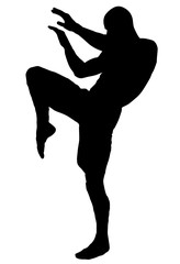 Kickboxer executing a knee kick