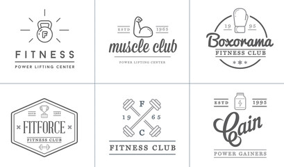 Set of Vector Fitness Aerobics Gym Elements and Fitness Icons Illustration can be used as Logo or Icon in premium quality